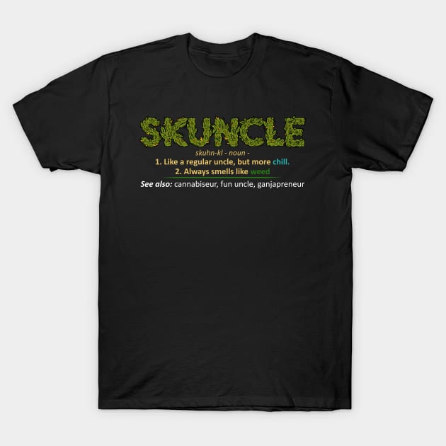 Funny Retro Vintage Uncle Skunkle Shirt Weed Smoker T-Shirt by joneK